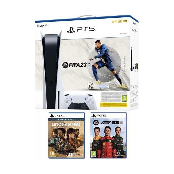 PlayStation 5 B chassis + FIFA 23 PS5 + Uncharted:Legacy of Thieves Collection PS5 + F1 22 PS5, PS5BCHFIFA23UNCHL