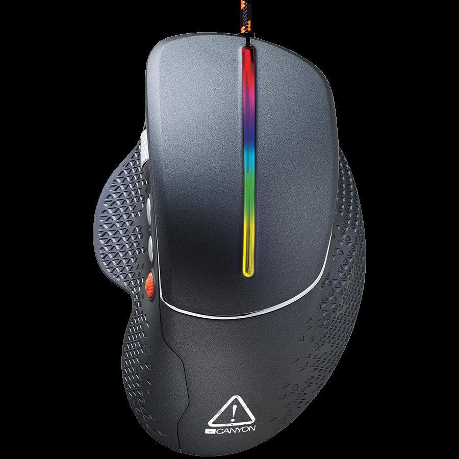 CANYON Apstar GM-12 Wired High-end Gaming Mouse with 6 programmable buttons, sunplus optical sensor, 6 levels of DPI and up to 6400, 2 million times key life, 1.65m Braided USB cable, CND-SGM12RGB