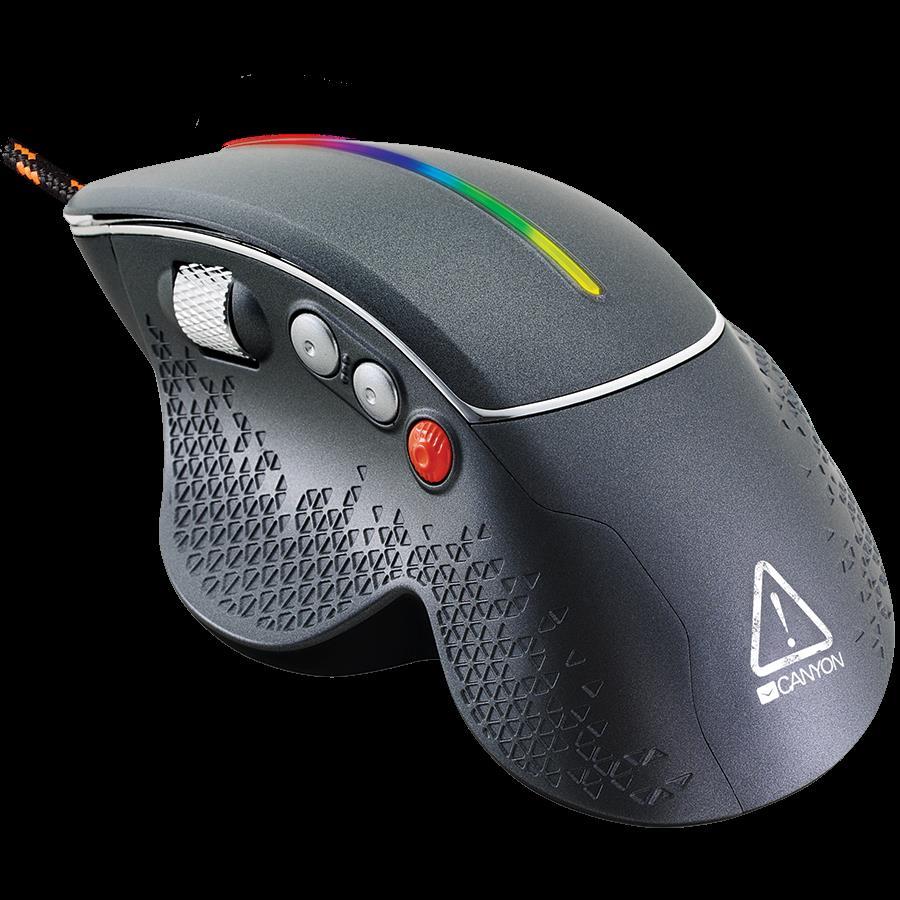 CANYON Apstar GM-12 Wired High-end Gaming Mouse with 6 programmable buttons, sunplus optical sensor, 6 levels of DPI and up to 6400, 2 million times key life, 1.65m Braided USB cable, CND-SGM12RGB - Slika 4