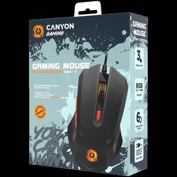 CANYON Star Raider GM-1 Optical Gaming Mouse with 6 programmable buttons, Pixart optical sensor, 4 levels of DPI and up to 3200, 3 million times key life, 1.65m PVC USB cable, CND-SGM01RGB - Slika 4