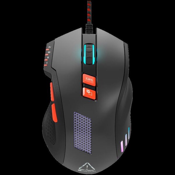 CANYON Wired Gaming Mouse with 8 programmable buttons, sunplus optical 6651 sensor, 4 levels of DPI default and can be up to 6400, 10 million times key life, 1.65m Braided USB cable, CND-SGM05N