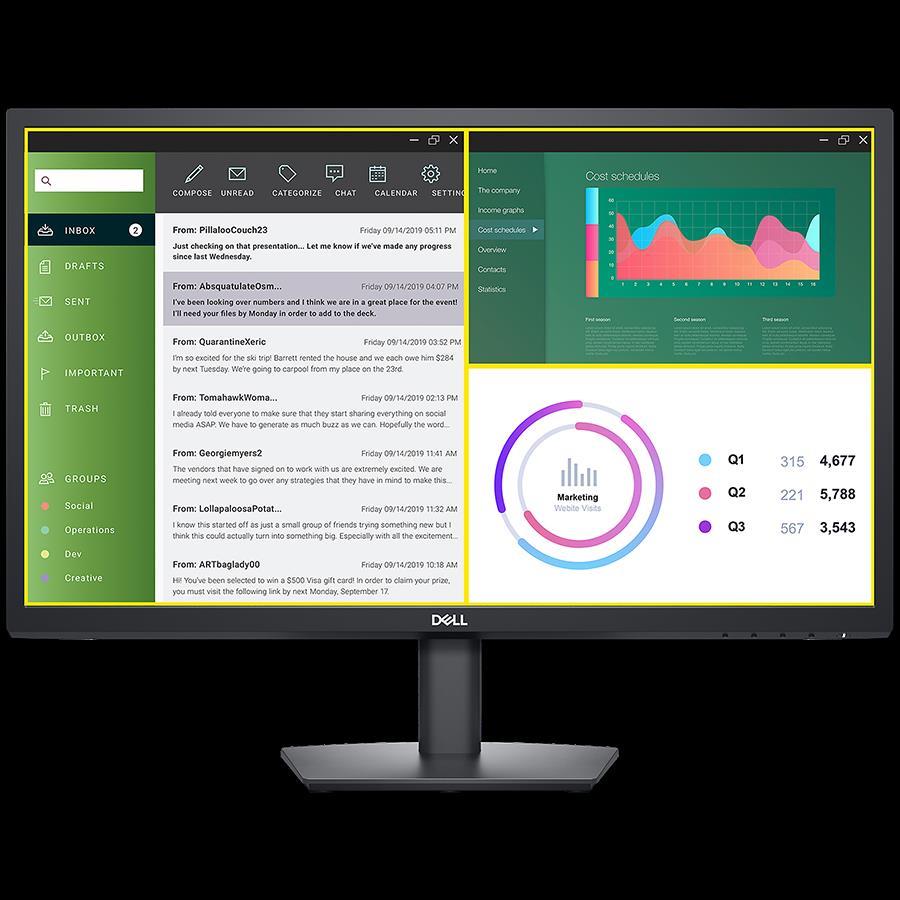 Monitor DELL E-series E2423H 24in, 1920x1080, FHD, Antiglare, 16:9, 3000:1, 250 cd/m2, 8ms/5ms, 178/178, DP, VGA, Tilt, 3Y, E2423H-09 - Slika 2
