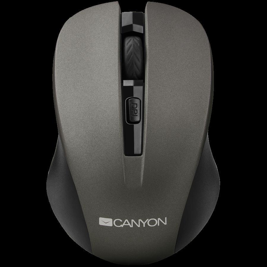 CANYON MW-1 2.4GHz wireless optical mouse with 4 buttons, DPI 800/1200/1600, Gray, 103.5*69.5*35mm, 0.06kg, CNE-CMSW1G