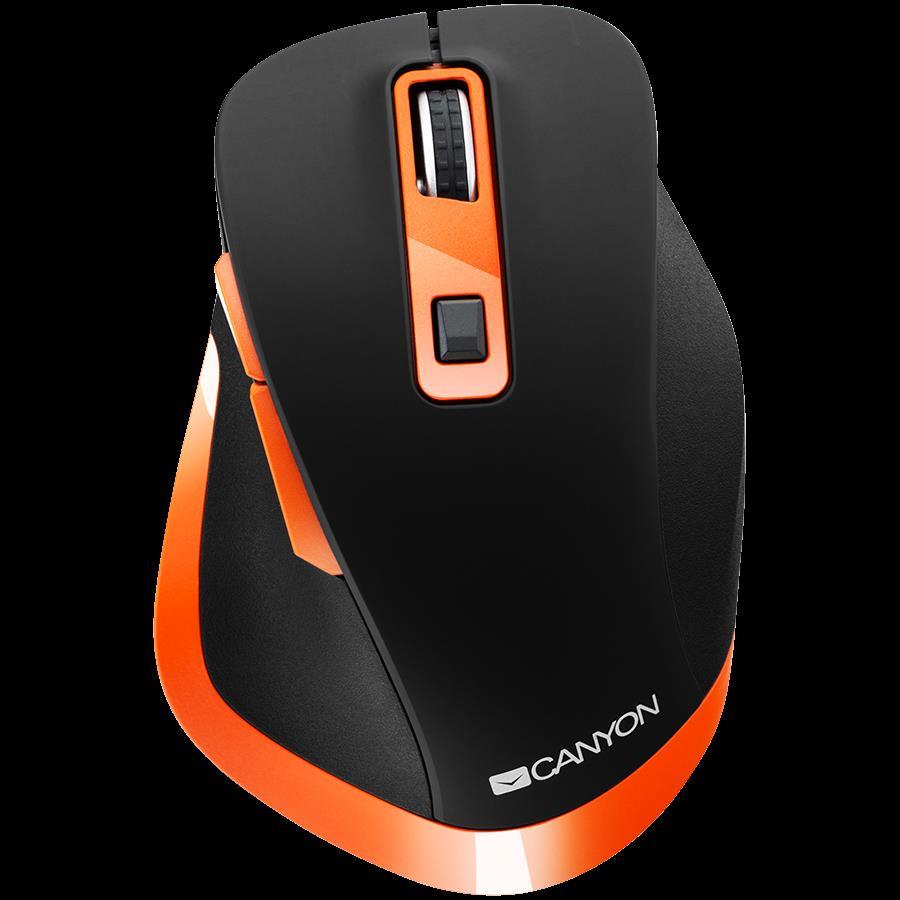 CANYON MW-14 2.4Ghz Wireless mouse, with 6 buttons,DPI 800/1200/1600/2000/2400,Battery:AAA*2 pcs , Black-Orange119.6*81.1*43.3mm86.8g, CNS-CMSW14BO