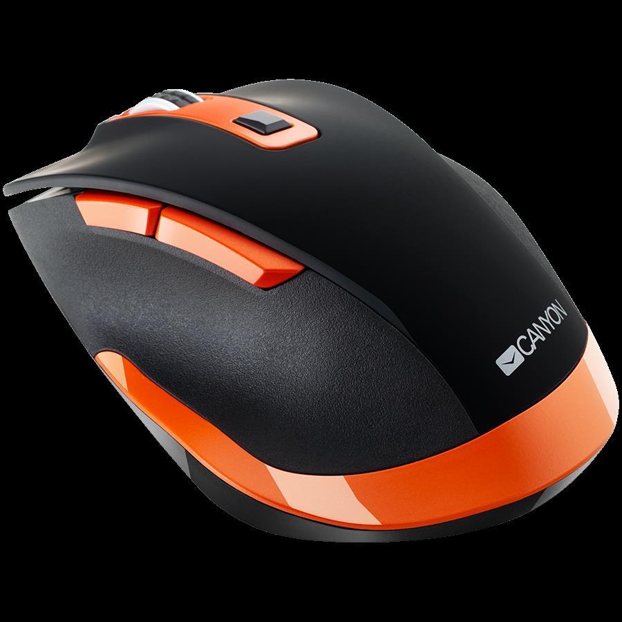 CANYON MW-14 2.4Ghz Wireless mouse, with 6 buttons,DPI 800/1200/1600/2000/2400,Battery:AAA*2 pcs , Black-Orange119.6*81.1*43.3mm86.8g, CNS-CMSW14BO - Slika 3