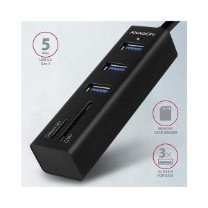 USB HUB AXAGON HMA-CR3A 3x USB-A + SD/microSD, 20cm, HMA-CR3A