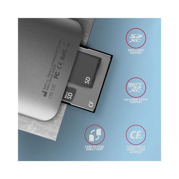 Čitač pametnih kartica AXAGON CRE-S3C SUPERSPEED USB-C UHS-II READER - Slika 2