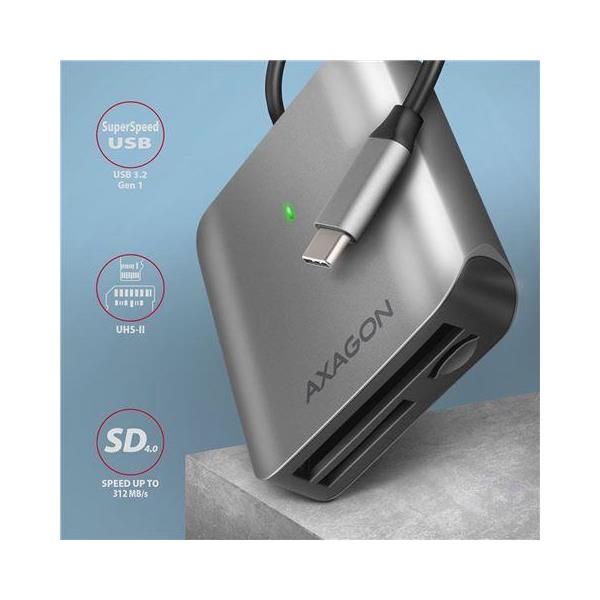Čitač pametnih kartica AXAGON CRE-S3C SUPERSPEED USB-C UHS-II READER - Slika 4