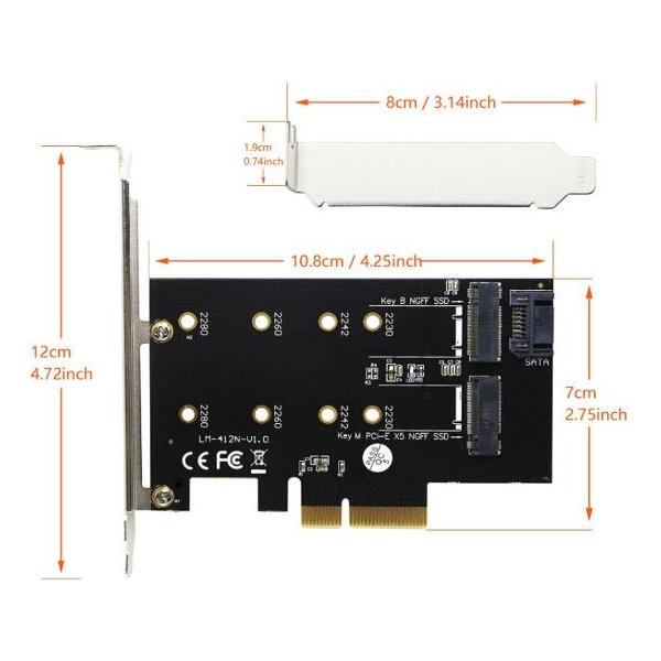 Asonic Dual M.2, adapter + LP, N-PEM22