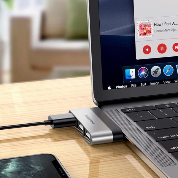 BOROFONE Adapter - DH1 USB-C to 3 x USB3.0 silver, 2872 - Slika 3