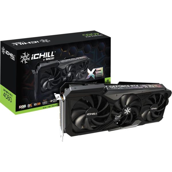 INNO3D NVIDIA Video card GeForce RTX 4080 iChill X3 16GB GDDR6X 320bit, xxx MHz / 24Gbps, 3x DP, 1x HDMI, 3slot, 3 fan 3, C40803-166XX-187049H