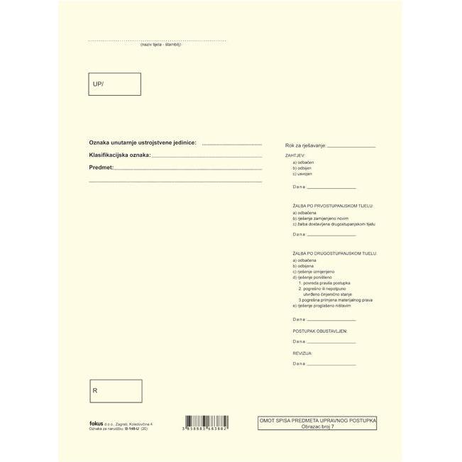 Obrazac Informatika Obrazac B-148-U omot spisa 120g šamoa Fokus, 000006489 - Proxima ...