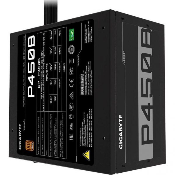 GIGABYTE P450B Power Supply 450W, 80+ Bronze, 120mm HYB fan, EU plug, CGR VX-750