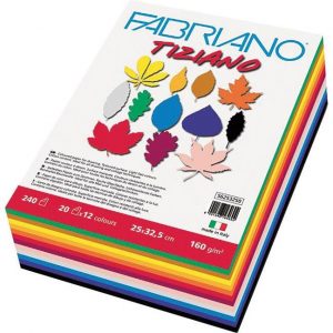 Papir u boji 25x32,5cm 160g pk240 Tiziano Maxipack Fabriano sortirano