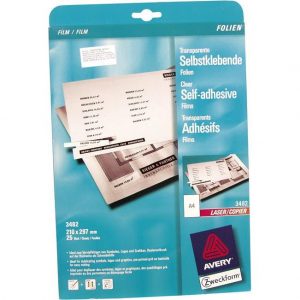 Folija LK A4 samoljepljiva 140my pk25 Zweckform 3482 prozirna
