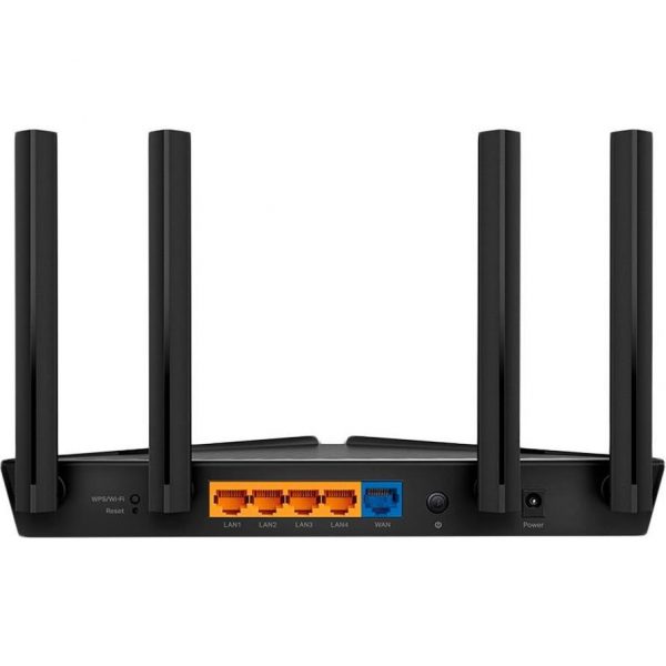 TP Link AX1800 Dual-Band Wi-Fi 6 Router, 1.8 Gbps Wi-Fi, 4× Fixed Antennas, 1× Gigabit WAN Port, 4× Gigabit LAN Ports, Network Security: SPI Firewal, Access Control IP & MAC Binding, Application Layer