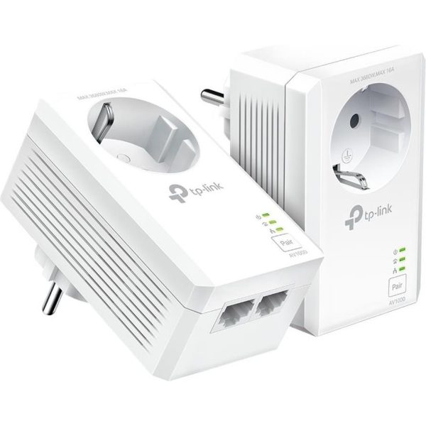 TP-Link AV1000 2-Port Gigabit Passthrough Powerline Starter Kit, TL-PA7027P KIT