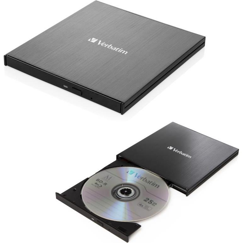 Verbatim Blu-Ray Slimline vanjski snimač, M-Disc kompatibilan, USB3.2 (USB-C), crni, 43889 - Slika 2