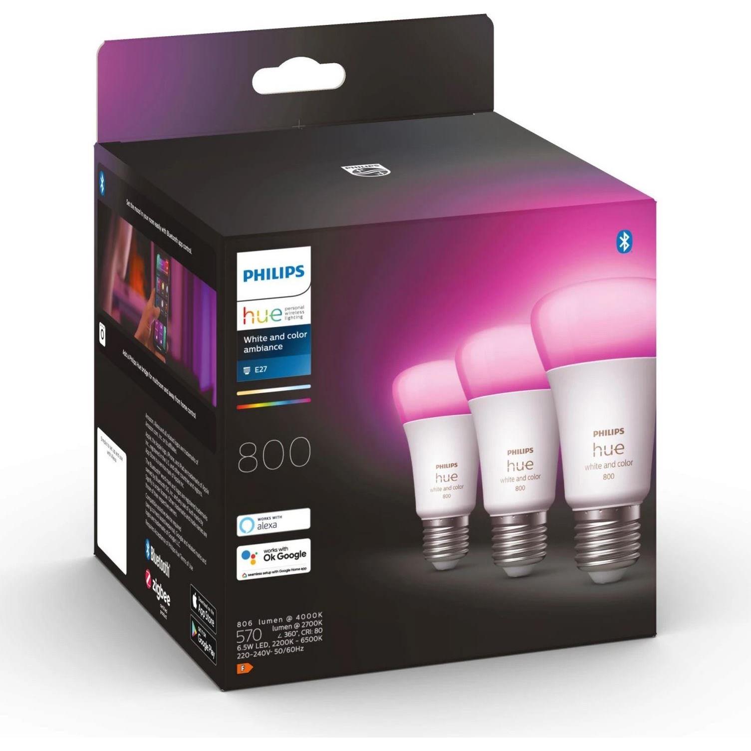 Philips HUE žarulja, boja, E27, bluetooth, 3 kom., 929002489603