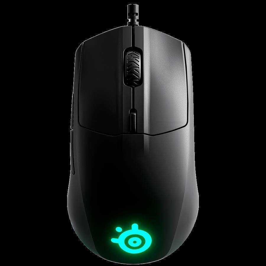 SteelSeries I Rival 3 I Gaming mouse I Hyper-durable materials / 60 million click mechanical switches / Ergonomic design / 3-zone Prism lighting / TrueMove Core optical sensor / RGB I Black, S62513