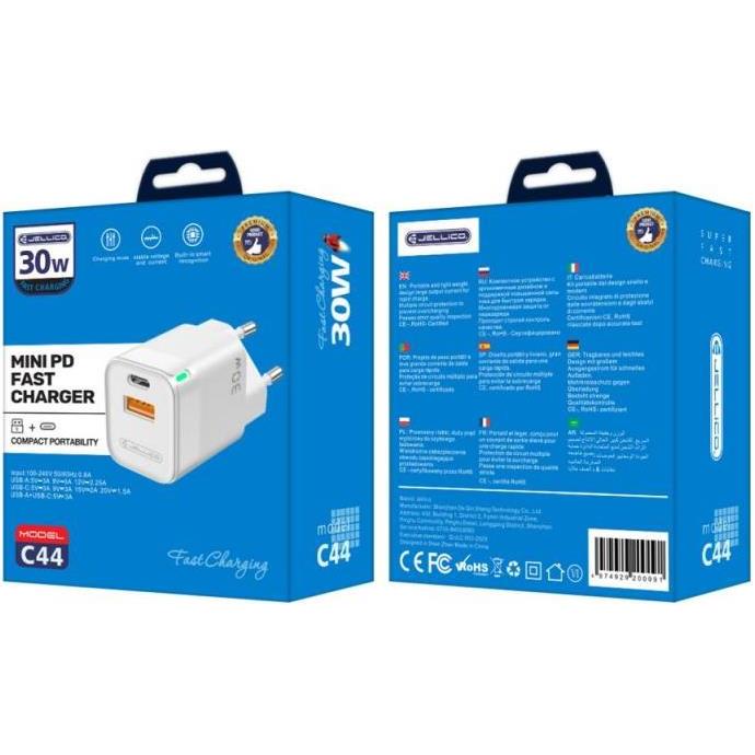 JELLICO C44 SUPER FAST 30W PD USB-C + USB3.0 white, 4949