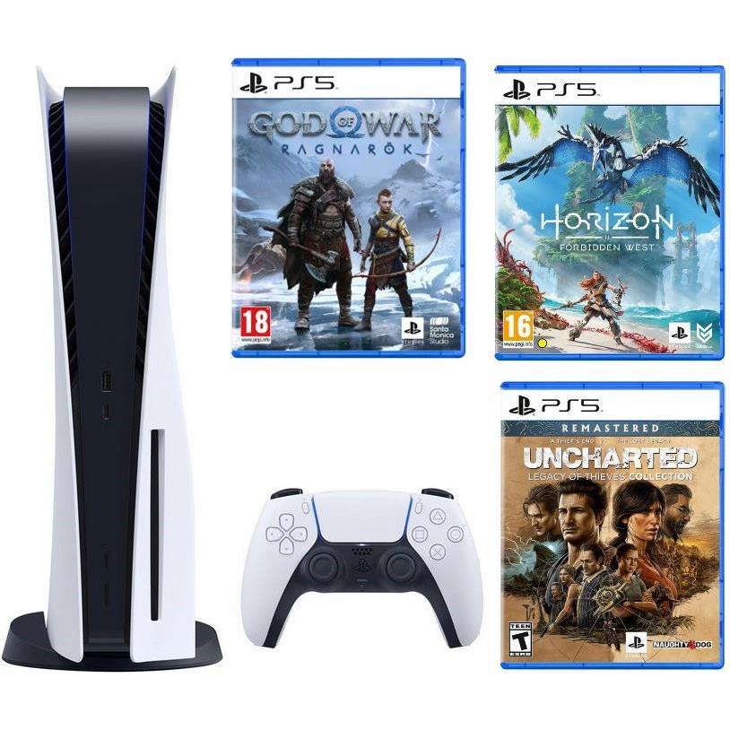 PlayStation 5 C chassis + God of War: Ragnarok VCH PS5 + Horizon - Forbidden West Standard Edition PS5 + Uncharted: Legacy of Thieves Collection PS5, PS5CCHGOWVCHHFWUNCH