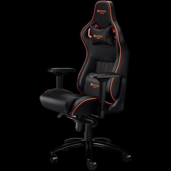CANYON Corax G?-5, Gaming chair, PU leather, Cold molded foam, Metal Frame , Frog mechanism, 90-165 dgree, 4D armrest, Tilt Lock, Class 4 gas lift, metal 5 Stars Base, 60mm PU caster,black+Orange. - Slika 2