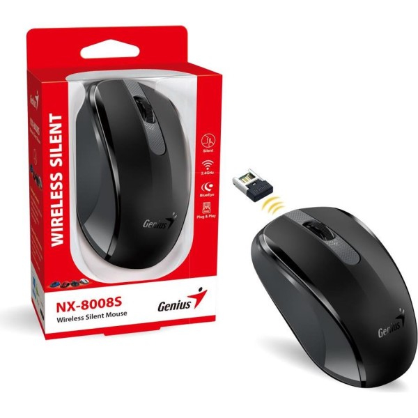Genius NX-8008S, bežični miš, silent, crna, 31030028400