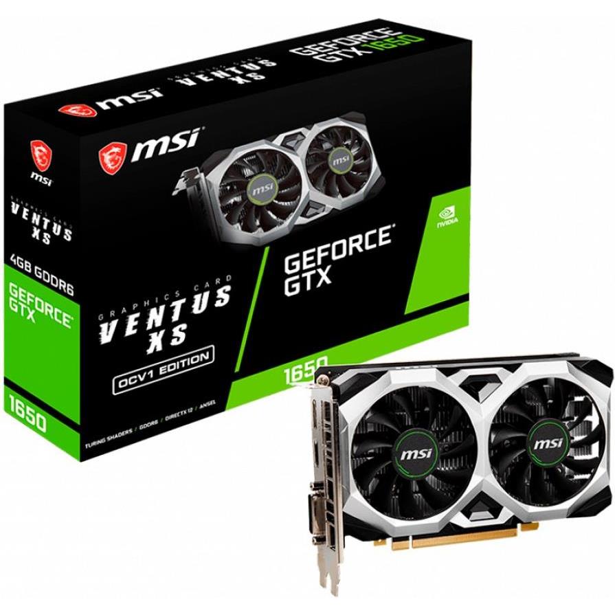 MSI Video Card Nvidia GTX 1650 D6 VENTUS XS OCV1 (GTX1650, 4GB, GDDR6, 128bit, HDMI, DP, DVI-D), GTX 1650 D6 VENTUS XS OCV1