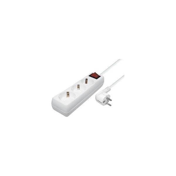 Transmedia 3 way power strip 1,4m cable, white, NV5-SWL