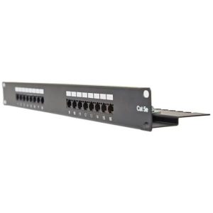 Masterlan patch panel 19", 16xRJ45, Cat5e, 1U, with tie bar, black, PP51-16-MS