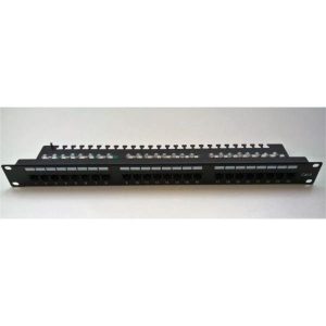 Masterlan patch panel 19", 24xRJ45, Cat5e, 1U, with tie bar, black, PP51-24-MS