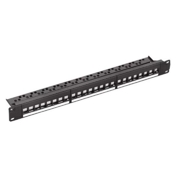 NaviaTec Cat6 Unshielded 24 Port Patch Panel with keystones included, 1U, PNL1U-373B