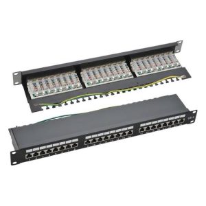 NaviaTec Cat6 Shielded 24-Port Patch Panel Black, CAT6-SPP275