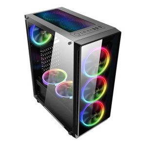 NaviaTec Vortex V3 Gaming case with 4x RGB Fans, Real Glass Side, VORTEX V3
