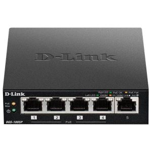 D-LINK 5 Gigabit ports including 4 ports, DGS-1005P/E