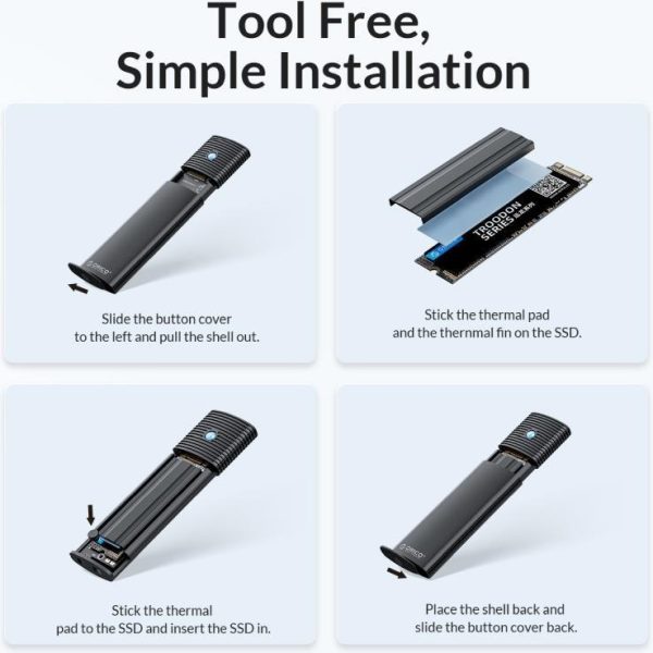 Orico vanjsko kućište dual protocol NVMe/NGFF(SATA) M.2 SSD (10Gbps), tool free, USB-C, aluminij+ABS, crno ORICO-PWDM2-G2-BK-EP