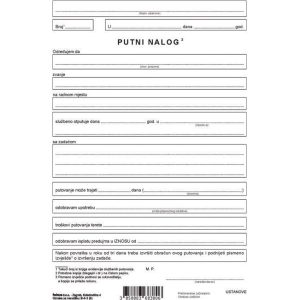 Obrazac B-8-3 putni nalog pk100 Fokus