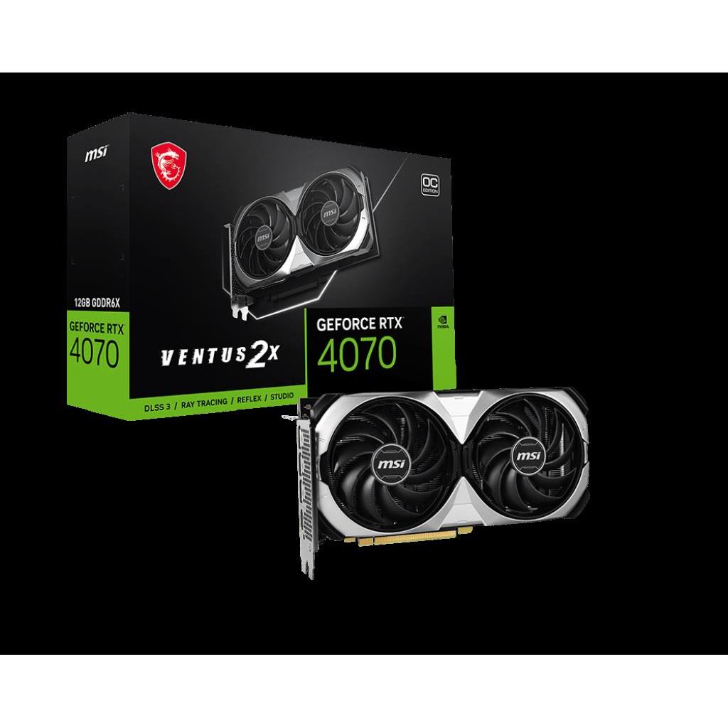 MSI Video Card NVidia RTX 4070 VENTUS 2X 12G OC (12GB GDDR6X/192bit, PCI-E Gen4, 3x DP, 1x HDMI, ATX Retail), RTX 4070 VENTUS 2X 12G OC