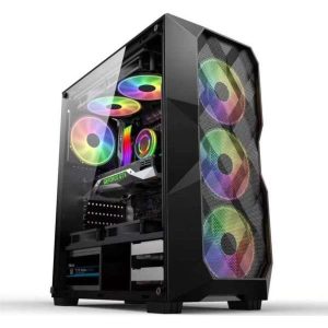 NaviaTec Raptor Gaming case with 4x RGB Fans, Tempered Glass Side, Mesh front panel, RAPTOR