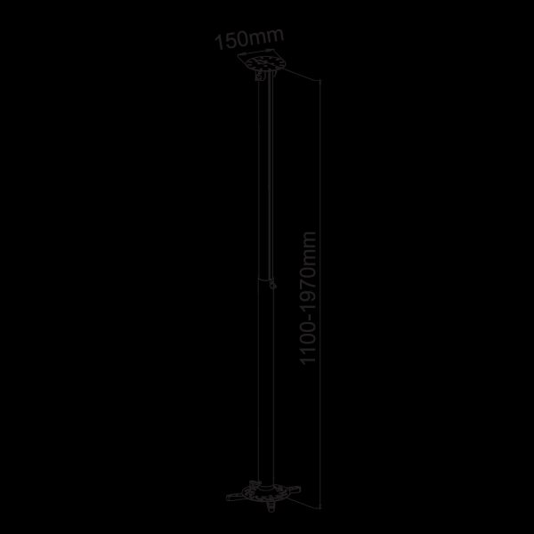 Stropni nosač projektora PM-200XL 15kg, do1,970m, PM-200XL - Slika 3