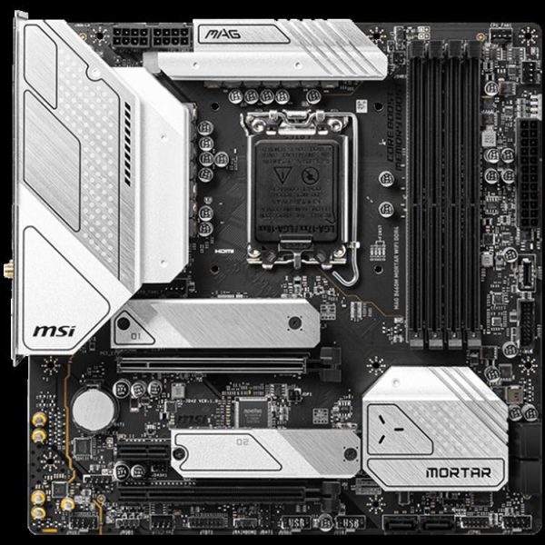 MSI MAG B660M MORTAR WiFi DDR4, mATX, Socket LGA 1700 (Dual Channel, 4xDIMM, 2x PCI-E x16, 1x PCI-E x1, 6x SATAIII, 2x M.2, 1x HDMI, 1x DP, 8x USB 2.0, 2x USB 3.2 Type-C Gen 2, 5x USB 3.2 Type-A), WiF