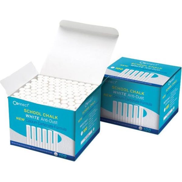 Kreda školska okrugla besprašna fi-12mm deblja pk100 Connect bijela 3870038022735