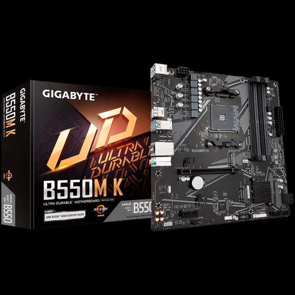 GIGABYTE MB B550 4 x DDR4 PCIe 3.0 2 x M.2 4 x SATA 1 x DisplayPort 1 x HDMI port Micro ATX, B550M K - Slika 2