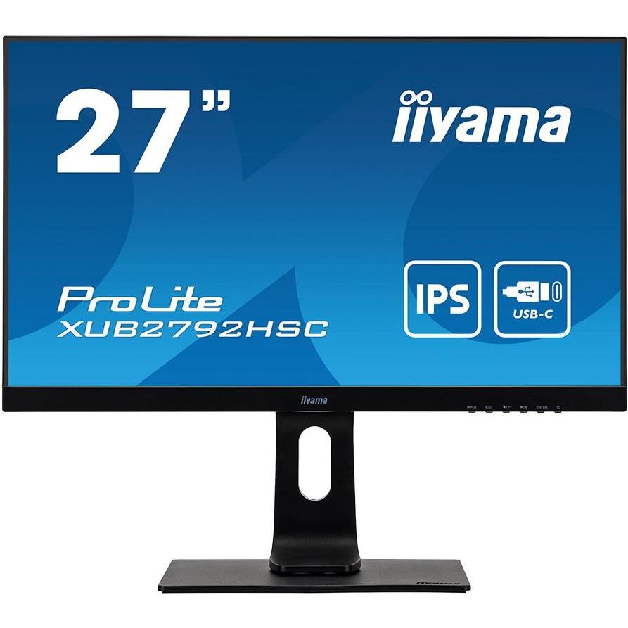 IIYAMA Monitor LED XUB2792HSC-B1 USB-C, 27" IPS, 1920 x 1080 @75Hz, 250 cd/m2, 4ms, sRGB: 99%, HDMI, DP, USB, USB-C x1 (Power delivery 65W), height, swivel, tilt, pivot, Speakers