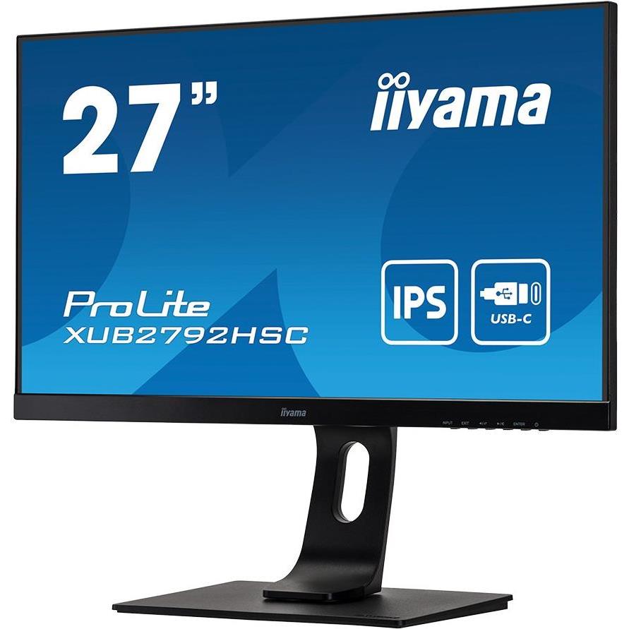 IIYAMA Monitor LED XUB2792HSC-B1 USB-C, 27" IPS, 1920 x 1080 @75Hz, 250 cd/m2, 4ms, sRGB: 99%, HDMI, DP, USB, USB-C x1 (Power delivery 65W), height, swivel, tilt, pivot, Speakers - Slika 2