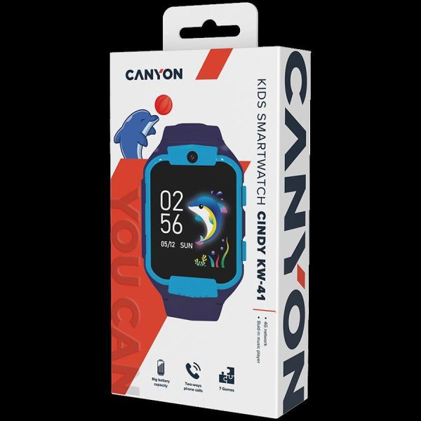 CANYON Cindy KW-41, 1.69''IPS colorful screen 240*280, ASR3603C, Nano SIM card, 192+128MB, GSM(B3/B8), LTE(B1.2.3.5.7.8.20) 680mAh battery, built in TF card: 512MB, Blue, host: 53.3*42.3*14.5mm strap: - Slika 2
