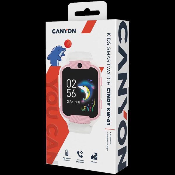 CANYON Cindy KW-41, 1.69''IPS colorful screen 240*280, ASR3603C, Nano SIM card, 192+128MB, GSM(B3/B8), LTE(B1.2.3.5.7.8.20) 680mAh battery, built in TF card: 512MB, White Pink, host: 53.3*42.3*14.5mm - Slika 6