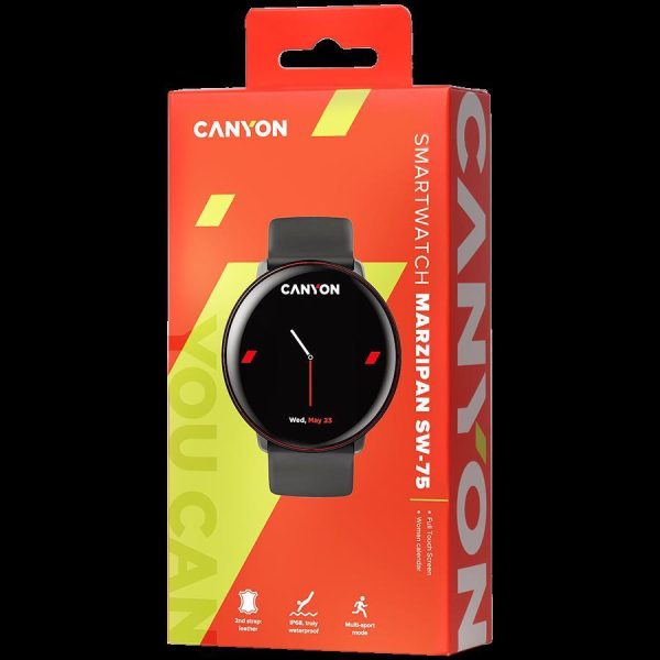 CANYON Marzipan SW-75, Smart watch, 1.22inches IPS full touch screen, aluminium+plastic body,IP68 waterproof, multi-sport mode with swimming mode, compatibility with iOS and android,black-red body wit - Slika 5