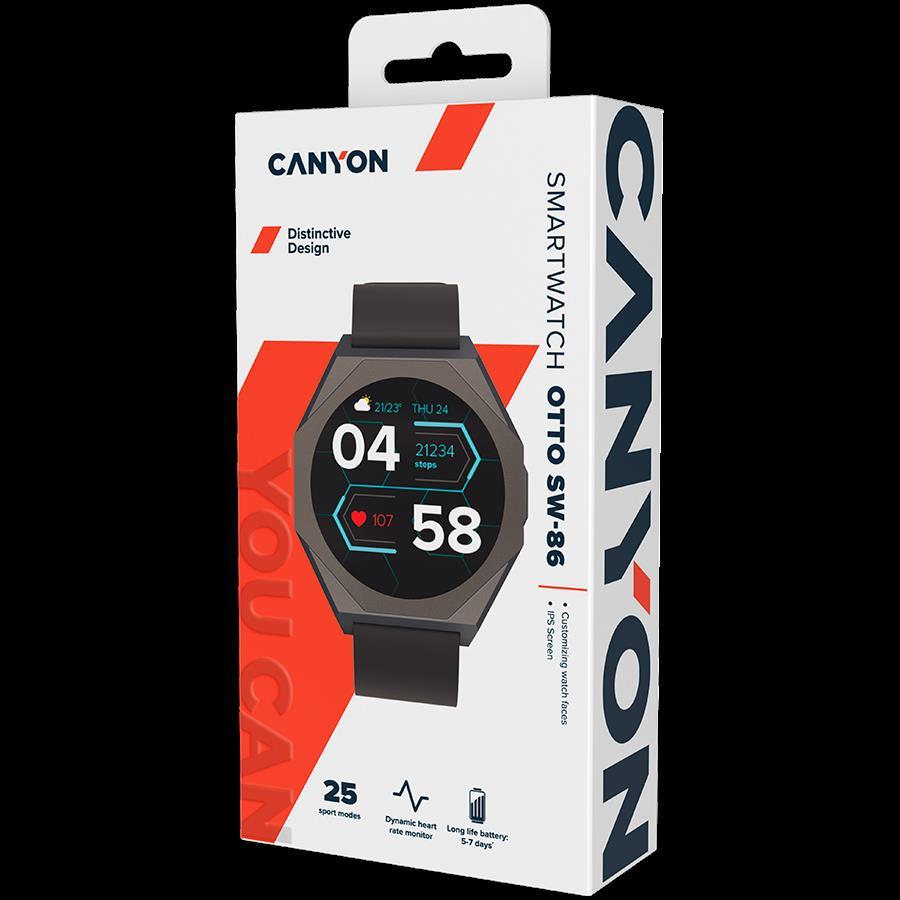 CANYON Otto SW-86, Smart watch Realtek 8762DK LCD 1.3'' LTPS 360X360px, TP G+F 1+gesture 192KB Li-ion polymer battery 3.7v 280mAh,Gun aluminum alloy case middle frame+plastic bottom case+black silicon - Slika 9